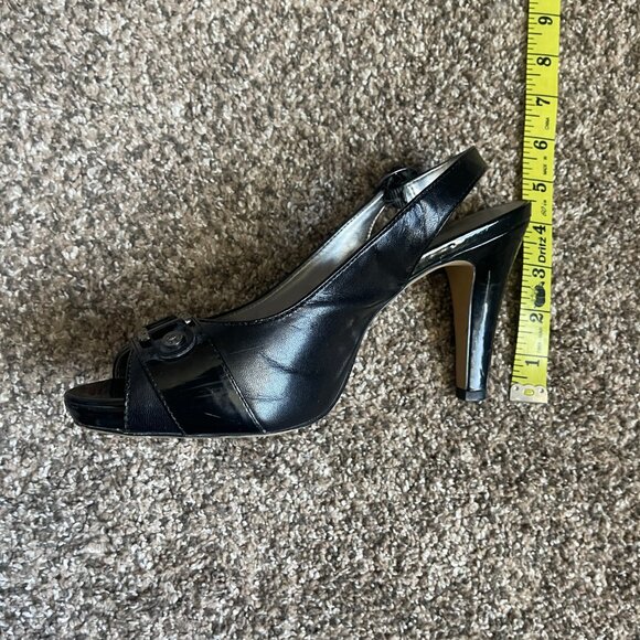 Anne Klein Evelyn Peep Toe Slingback Pump Heel, Size 9M, Black - Picture 5 of 5